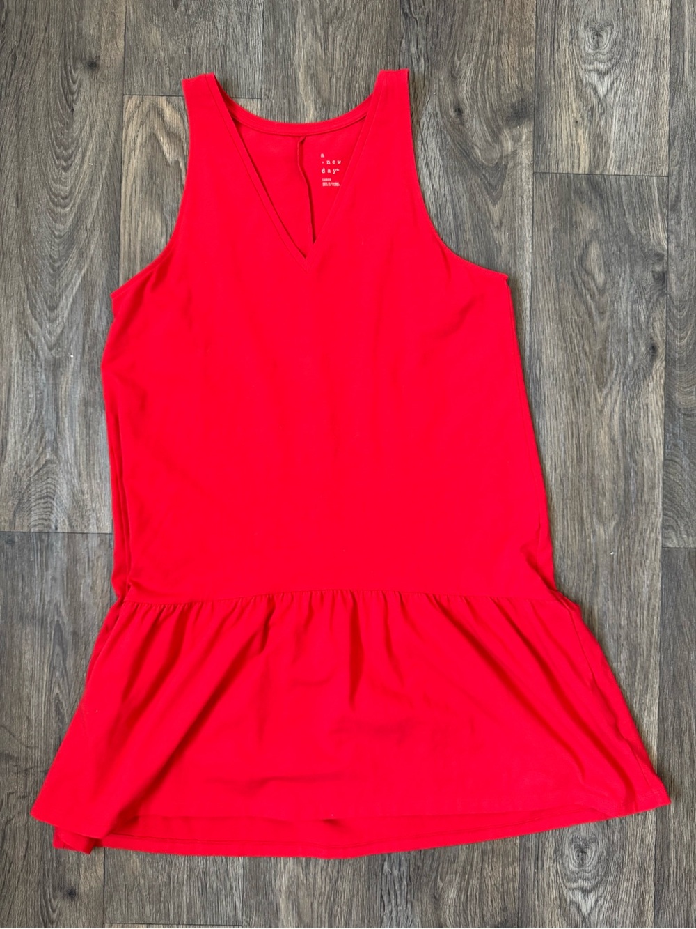 A New Day Red Sleeveless Peplum Tank Dress Women’s L